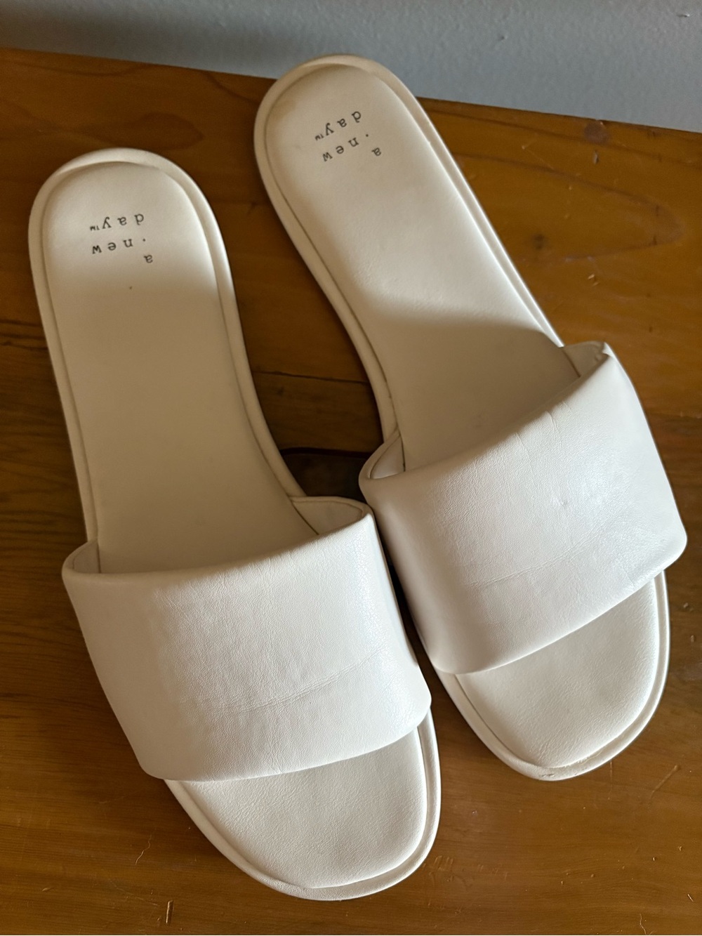 a new day Cream Padded Wide-Strap Slide Sandals